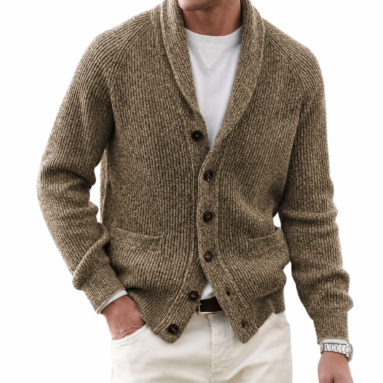Men's Wool Blend V-Neck Knitted Vest – Button Closure, Regular Fit