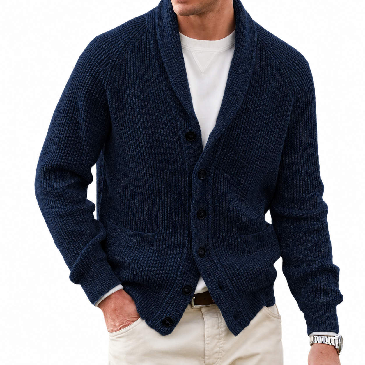 Men's Wool Blend V-Neck Knitted Vest – Button Closure, Regular Fit