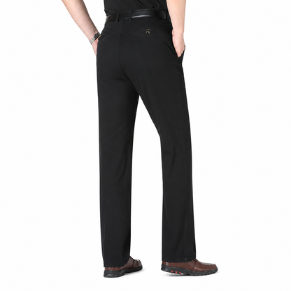 Men's Cotton Blend Slim Fit Dress Trousers – Elastic Waist for Comfort