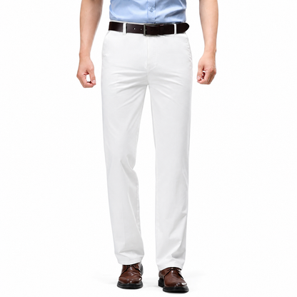 Men's Cotton Blend Slim Fit Dress Trousers – Elastic Waist for Comfort