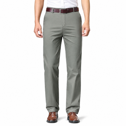 Men's Cotton Blend Slim Fit Dress Trousers – Elastic Waist for Comfort
