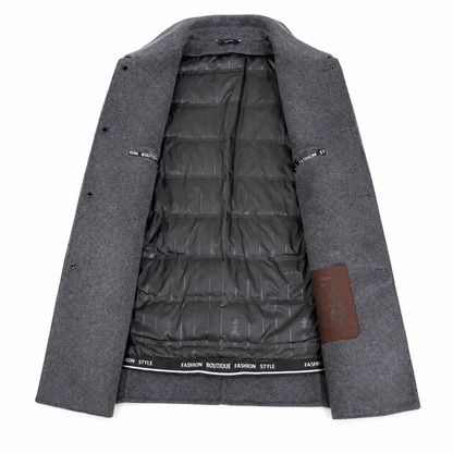 Men's Wool Blend Overcoat – Tailored Fit with Button Closure