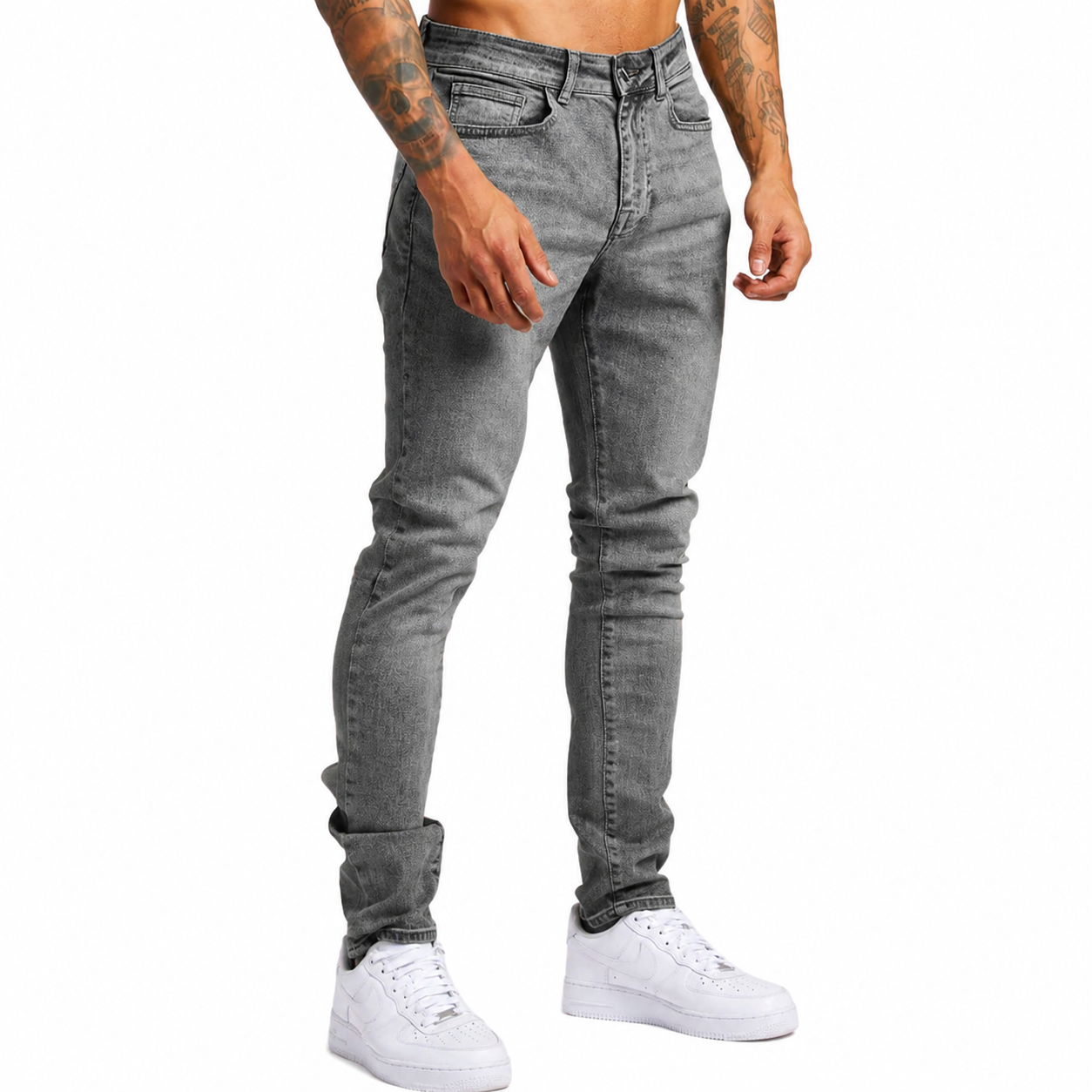 Men's Fitted Stretch Denim Pants – Adjustable Cut for Comfort and Style