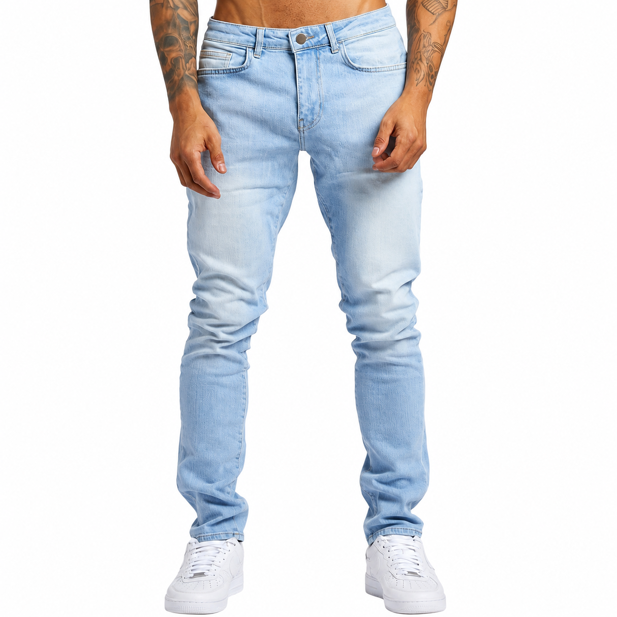 Men's Fitted Stretch Denim Pants – Adjustable Cut for Comfort and Style