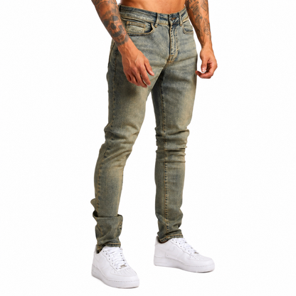 Men's Fitted Stretch Denim Pants – Adjustable Cut for Comfort and Style