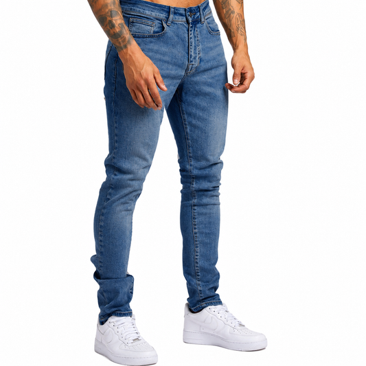 Men's Fitted Stretch Denim Pants – Adjustable Cut for Comfort and Style