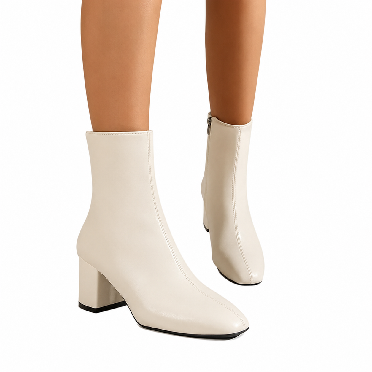 Women's Black Ankle Boots – Pointed Toe with Side Zipper Closure