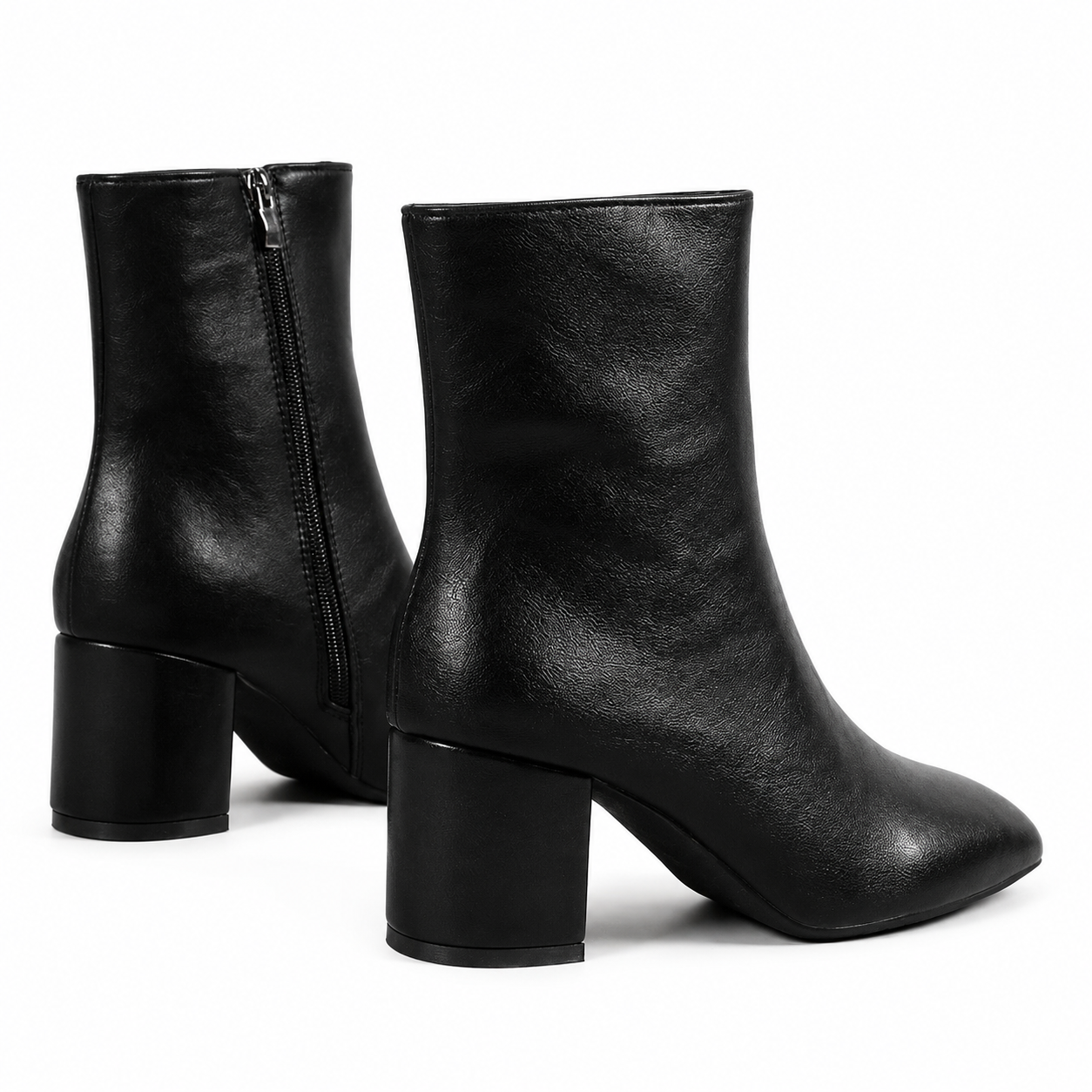 Women's Black Ankle Boots – Pointed Toe with Side Zipper Closure