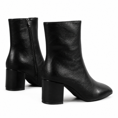 Women's Black Ankle Boots – Pointed Toe with Side Zipper Closure