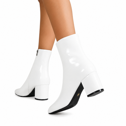 Women's Black Ankle Boots – Pointed Toe with Side Zipper Closure