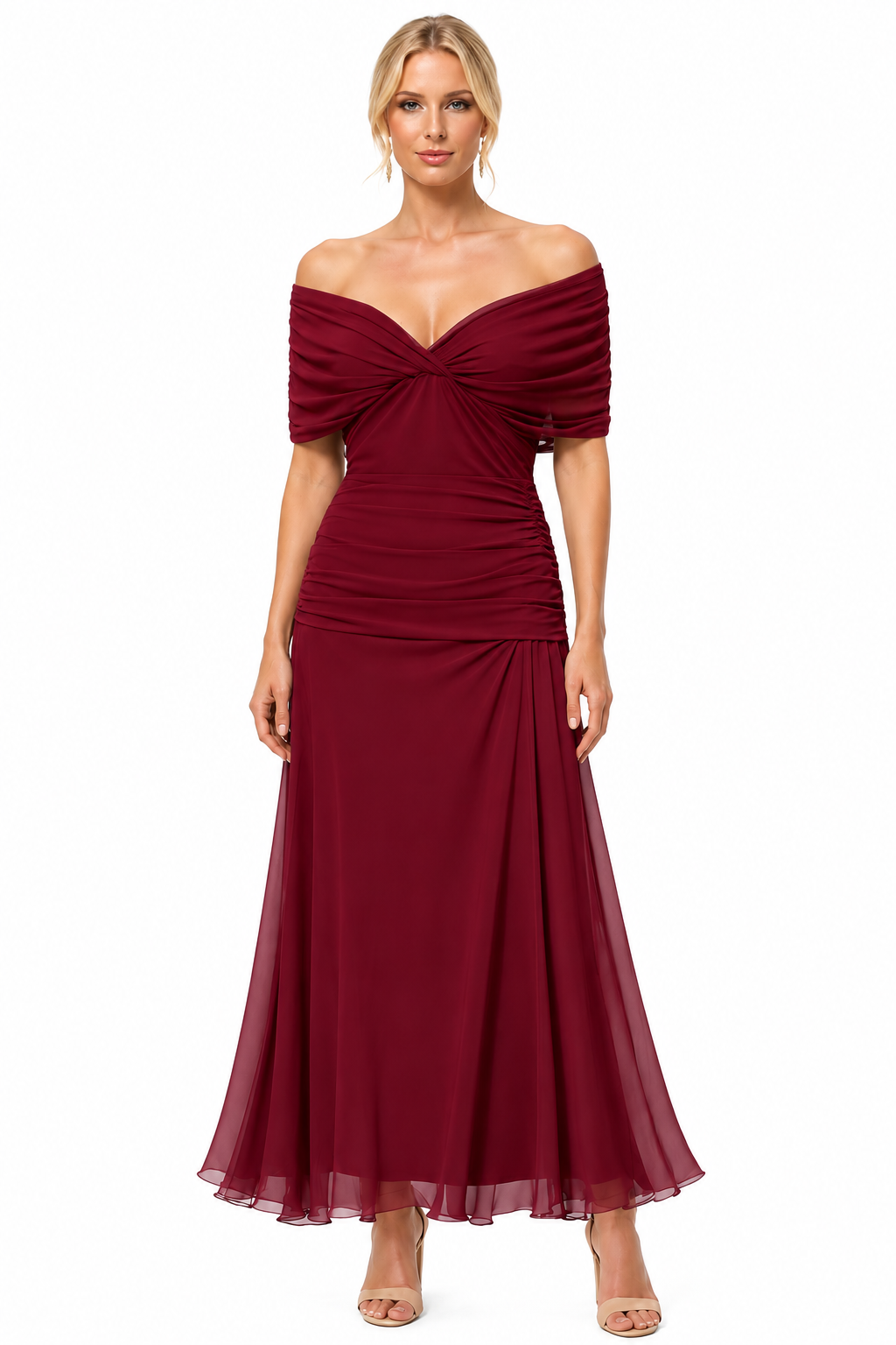 Women's Lightweight Midi Dress – Flattering Fit with V-Neckline