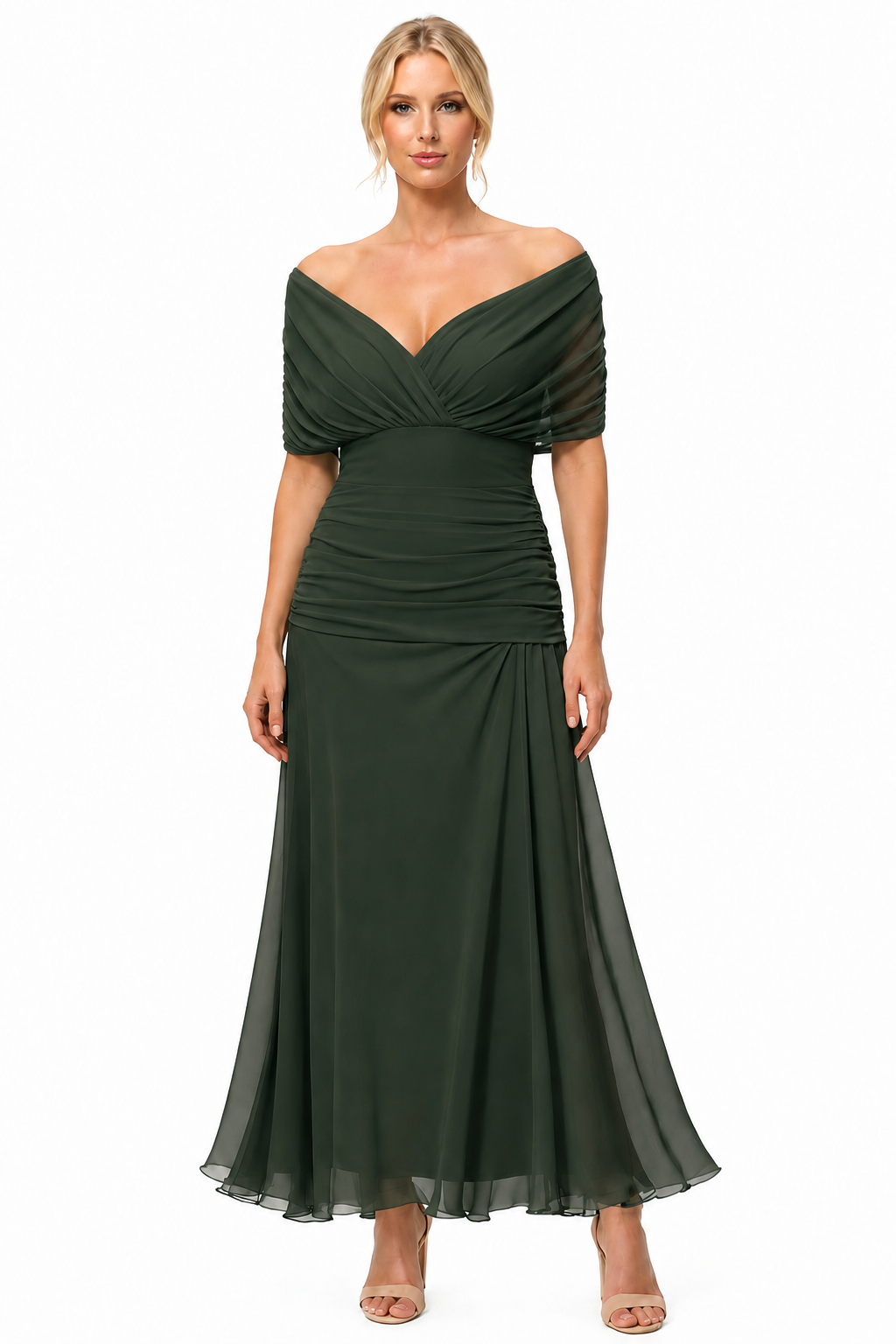 Women's Lightweight Midi Dress – Flattering Fit with V-Neckline