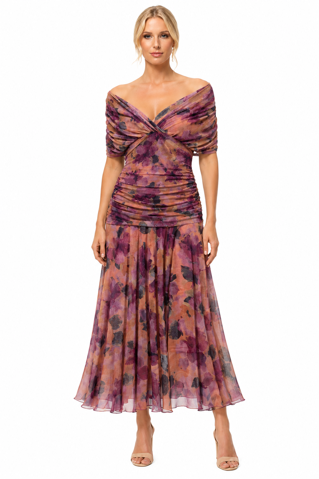 Women's Lightweight Midi Dress – Flattering Fit with V-Neckline
