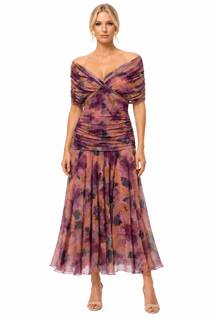 Women's Lightweight Midi Dress – Flattering Fit with V-Neckline