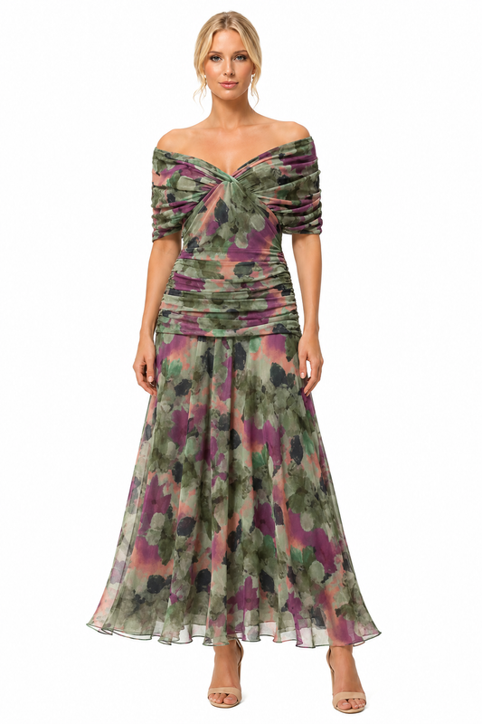 Women's Lightweight Midi Dress – Flattering Fit with V-Neckline