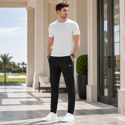 Men's Slim Fit Golf Pants – Stretchy Breathable Fabric with Elastic Waist