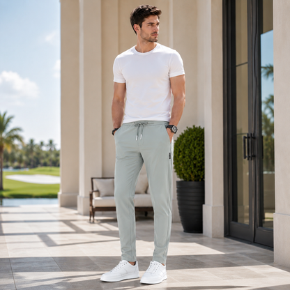 Men's Slim Fit Golf Pants – Stretchy Breathable Fabric with Elastic Waist