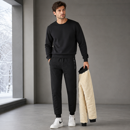 Men's Cashmere Lined Winter Pants – Windproof Insulated Fabric