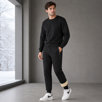 Men's Cashmere Lined Winter Pants – Windproof Insulated Fabric