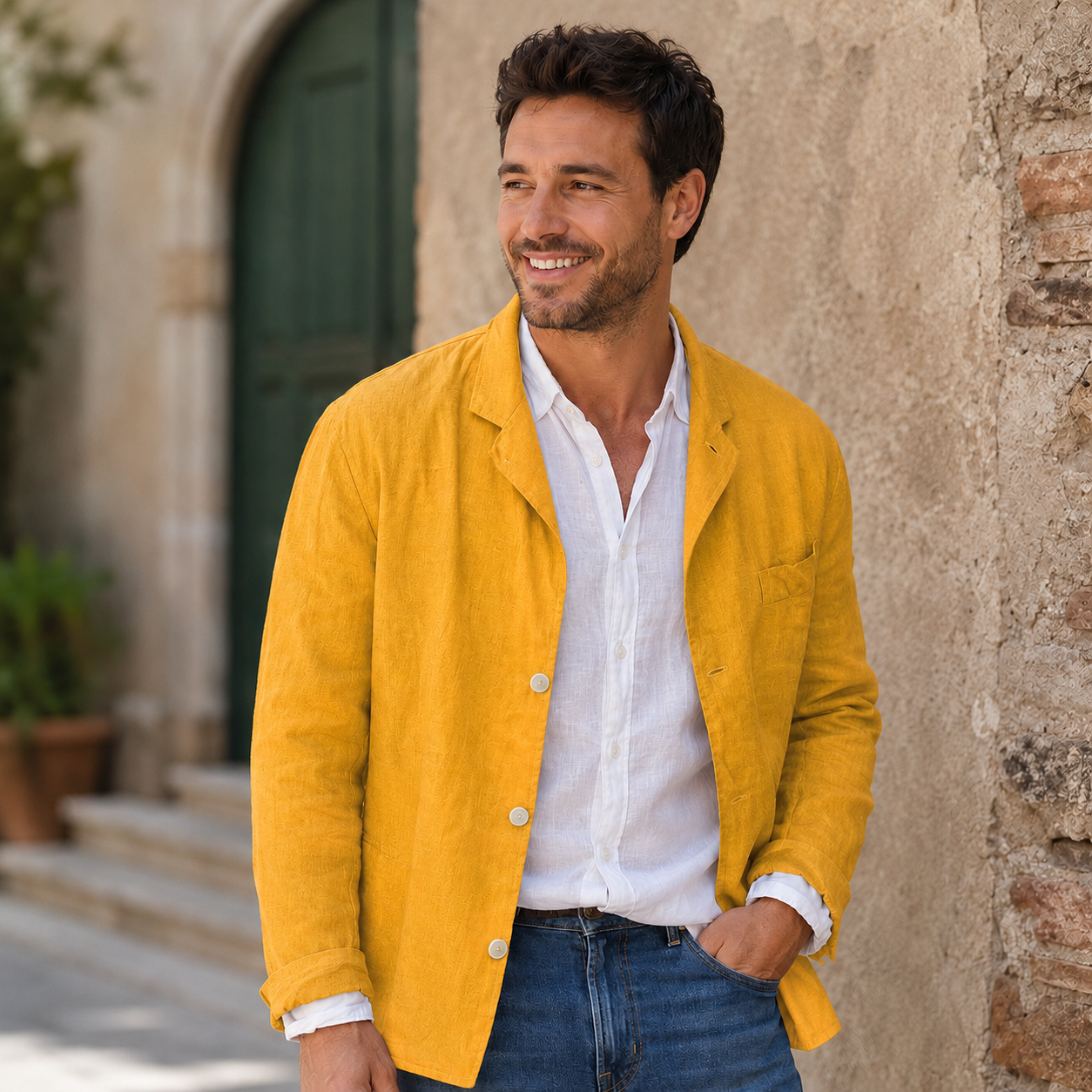 Men's Breathable Cotton Linen Jacket – Casual Fit