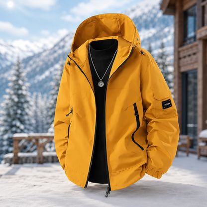 Men's Weatherproof Ski Jacket – Hooded Design for Outdoor Activities