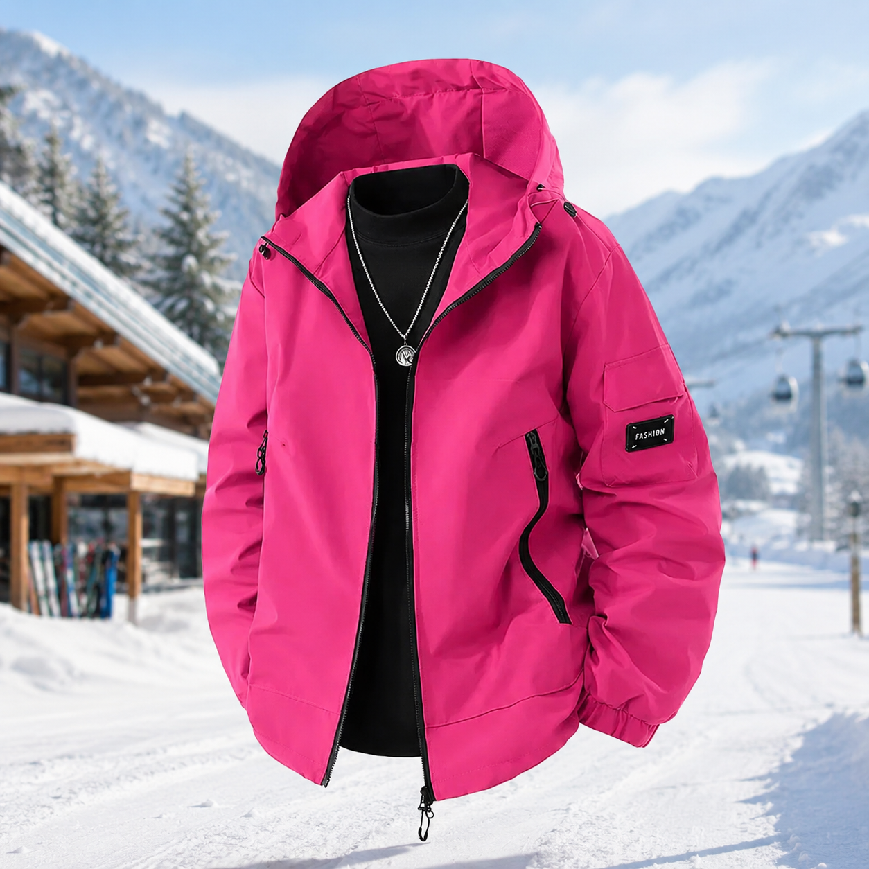 Men's Weatherproof Ski Jacket – Hooded Design for Outdoor Activities