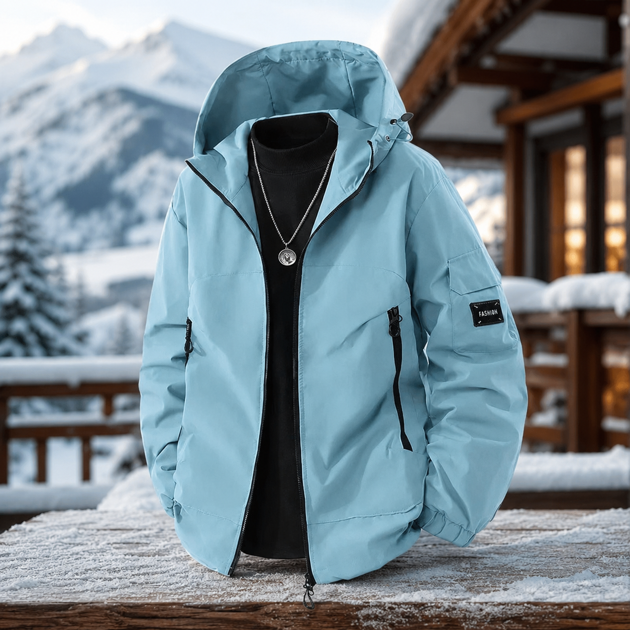 Men's Weatherproof Ski Jacket – Hooded Design for Outdoor Activities