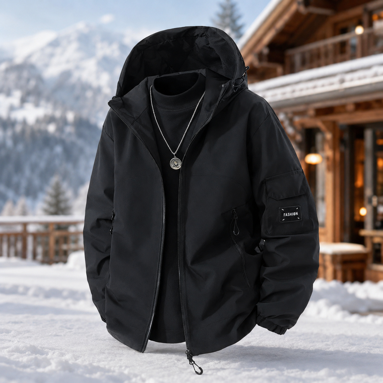 Men's Weatherproof Ski Jacket – Hooded Design for Outdoor Activities