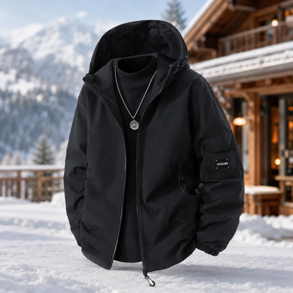 Men's Weatherproof Ski Jacket – Hooded Design for Outdoor Activities