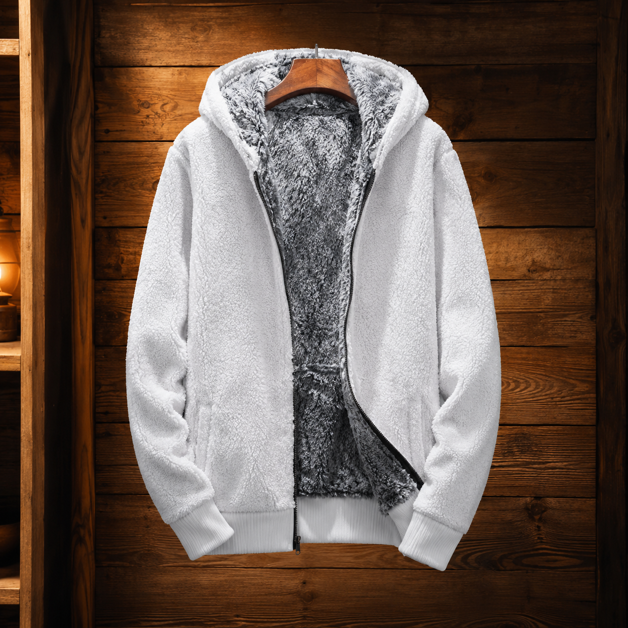 Men's Ultra Warm Fleece Jacket – Microfleece Lining with Double-Zip Hood