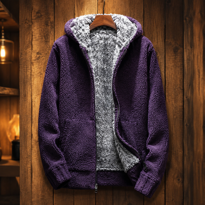 Men's Ultra Warm Fleece Jacket – Microfleece Lining with Double-Zip Hood