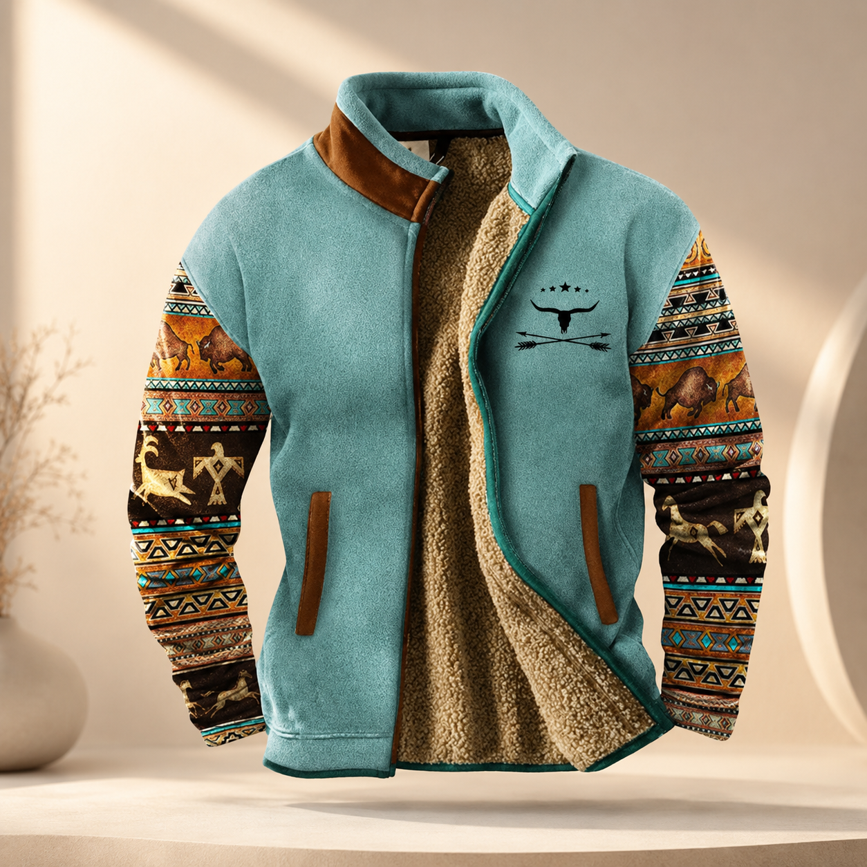 Men's Lightweight Merino Fleece Jacket – Regular Fit for Outdoor Activities