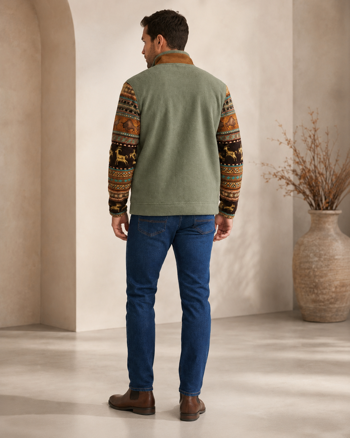 Men's Lightweight Merino Fleece Jacket – Regular Fit for Outdoor Activities