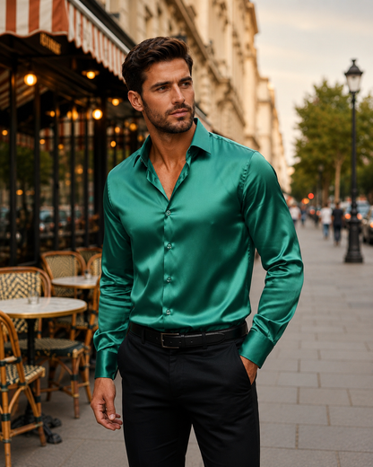 Men's Premium Silk Shirt – Classic-Modern Fit for Business and Evening