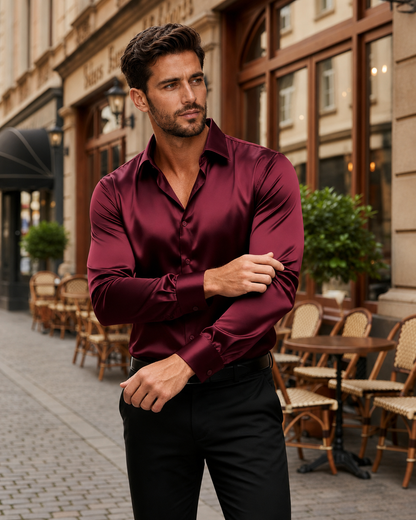 Men's Premium Silk Shirt – Classic-Modern Fit for Business and Evening