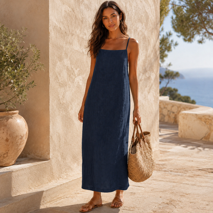 Women's Cotton Blend Maxi Dress – Relaxed Fit, Summer Style