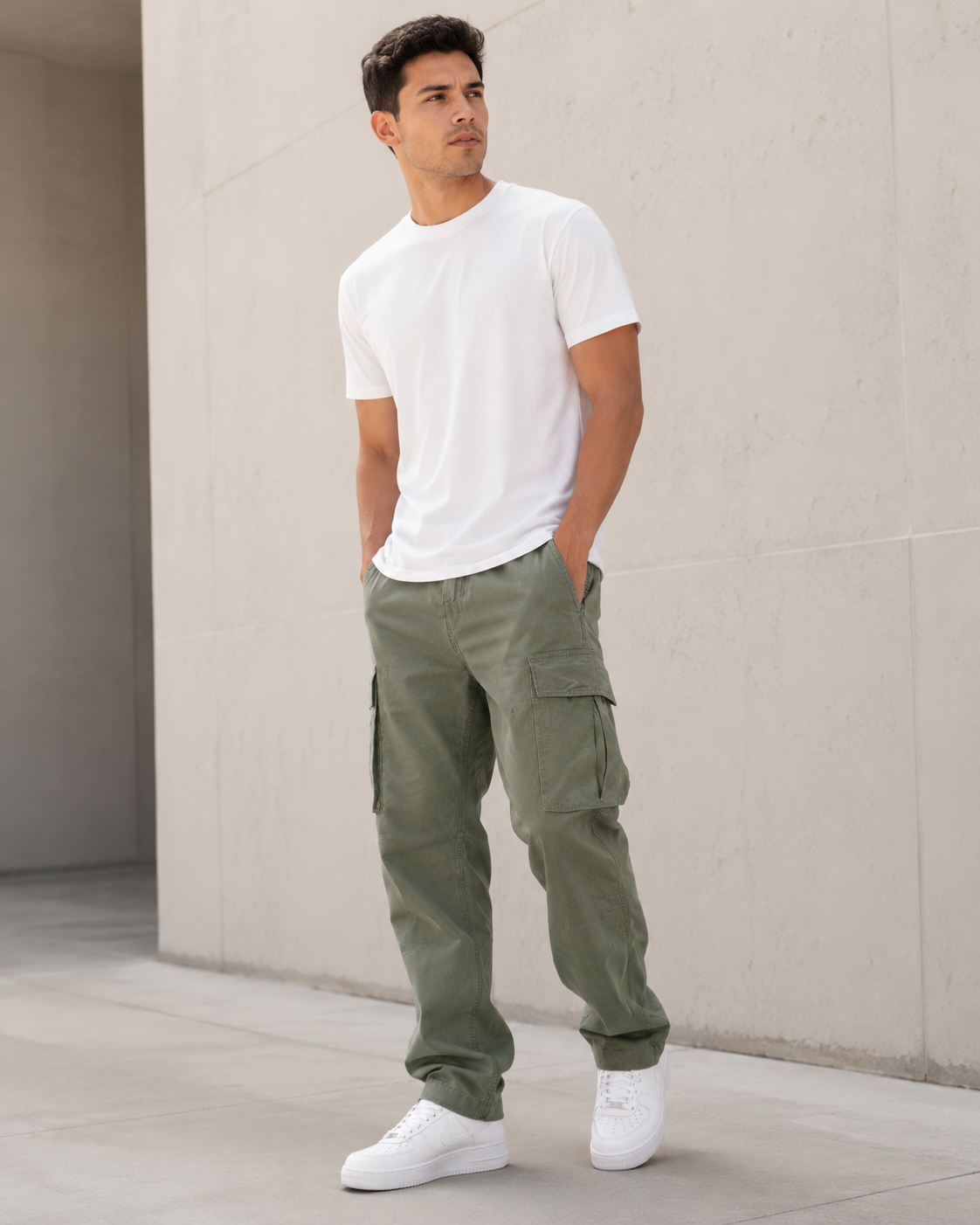 Men’s Lightweight Cotton Blend Cargo Pants – Relaxed Straight Leg with Multi-Pocket Design