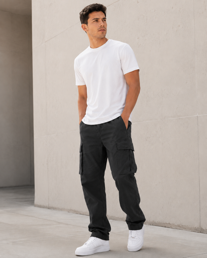 Men’s Lightweight Cotton Blend Cargo Pants – Relaxed Straight Leg with Multi-Pocket Design