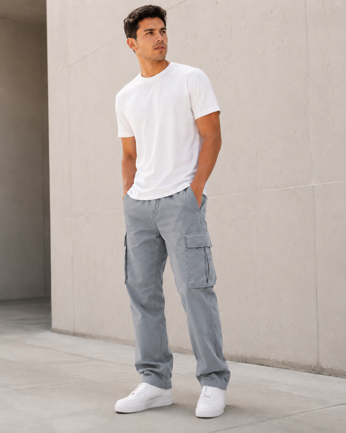 Men’s Lightweight Cotton Blend Cargo Pants – Relaxed Straight Leg with Multi-Pocket Design