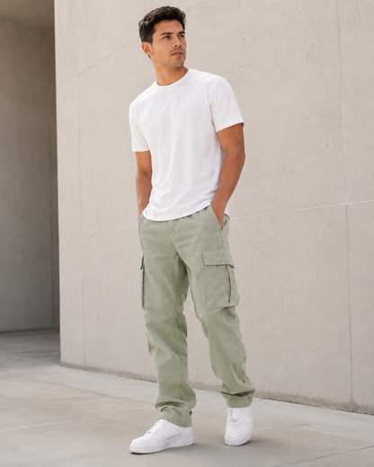 Men’s Lightweight Cotton Blend Cargo Pants – Relaxed Straight Leg with Multi-Pocket Design