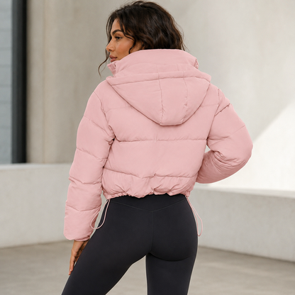 Women's Cropped Puffer Jacket – Quilted Insulation with Adjustable Hem