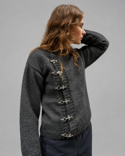 Women's Knitted Cardigan Sweater – Button Closure – Casual Fit – Autumn/Winter