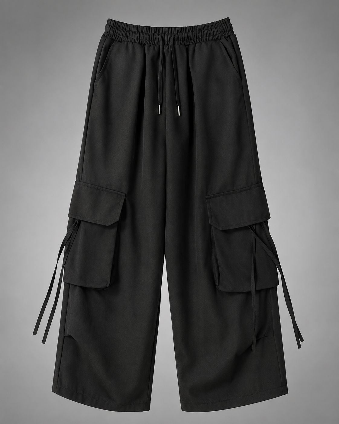 Women's High Waist Black Vintage Jogger Pants – Oversized Fit with Pockets