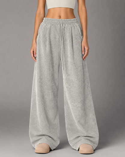 Women's Retro Corduroy Cargo Pants – Wide Leg with Drawstring