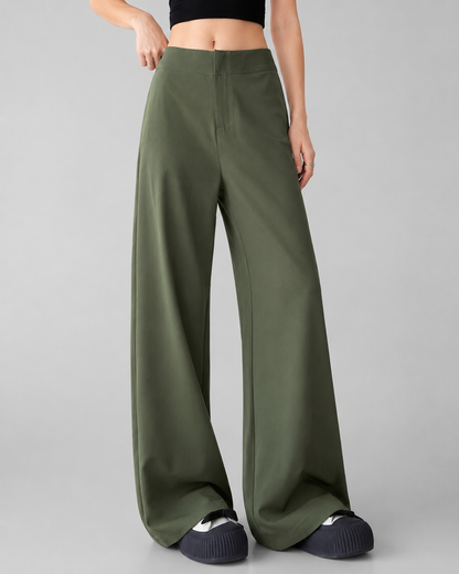 Women's Black Wide Leg Pants – Loose Fit with Thin Straight Design
