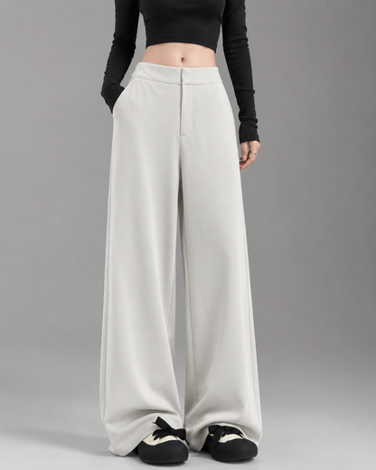 Women's Black Wide Leg Pants – Loose Fit with Thin Straight Design