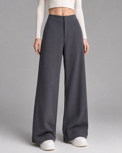 Women's Black Wide Leg Pants – Loose Fit with Thin Straight Design