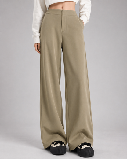 Women's Black Wide Leg Pants – Loose Fit with Thin Straight Design