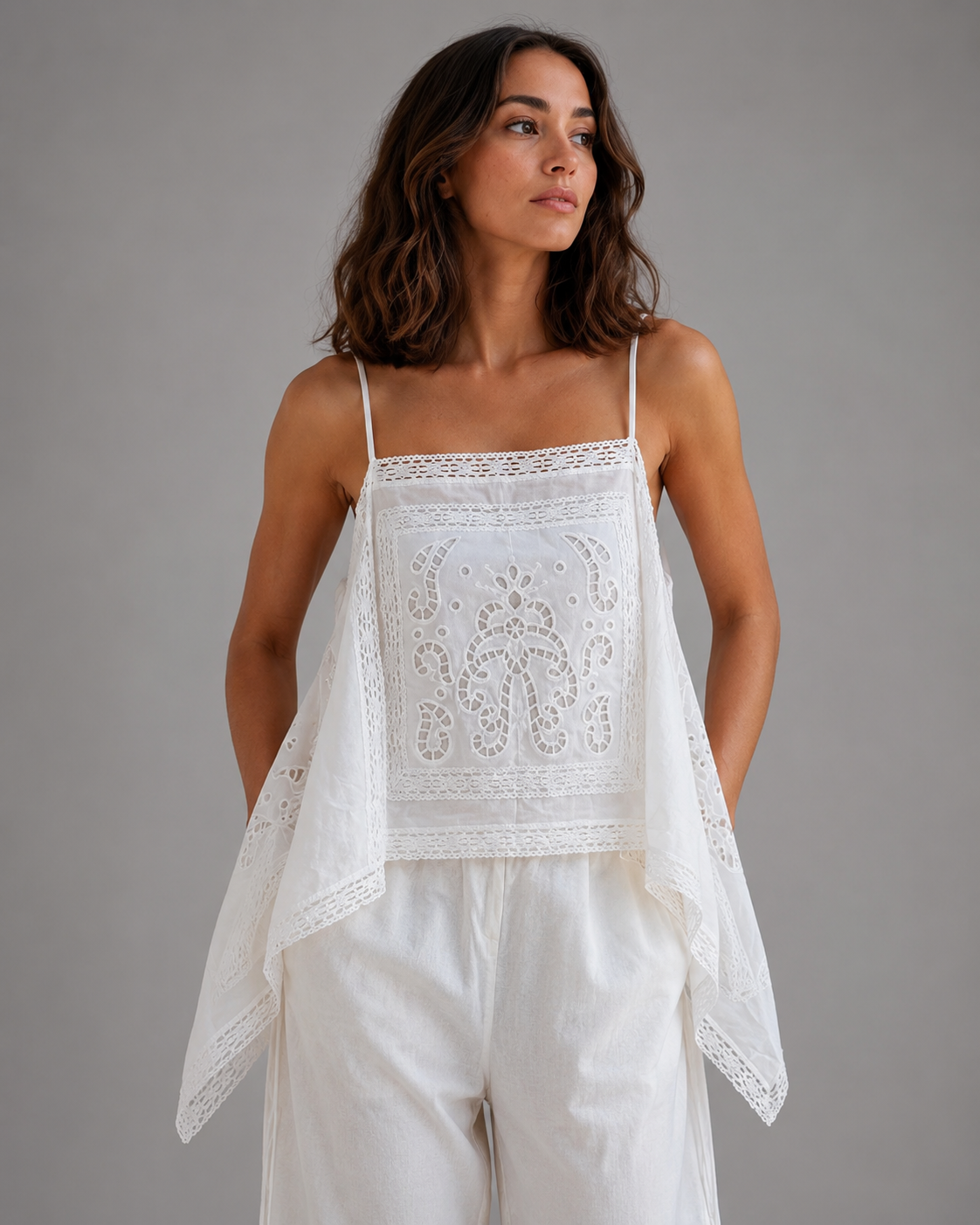 Women's Lightweight Hollow Out Sling Top – Loose Fit, Backless with Lace-Up Detail