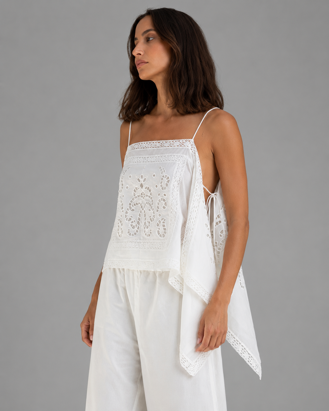 Women's Lightweight Hollow Out Sling Top – Loose Fit, Backless with Lace-Up Detail